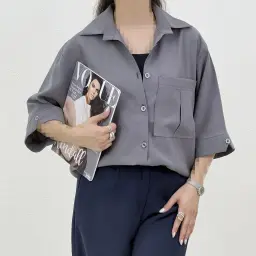 شومیز زنانه سیلک تک جیب