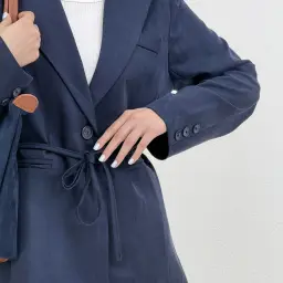 کت زنانه سیلک کمربند دار