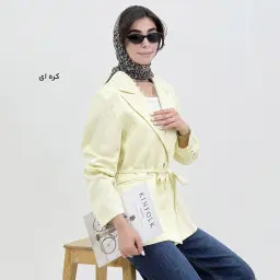 کت زنانه سیلک کمربند دار