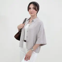 شومیز زنانه لینن یقه مردانه