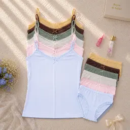 ست زنانه تاپ و شورت لبه توری