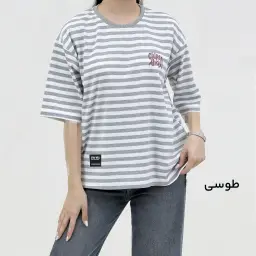 تیشرت زنانه یقه گرد راه راه