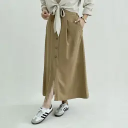 دامن زنانه لینن جلو دکمه