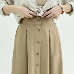 دامن زنانه لینن جلو دکمه