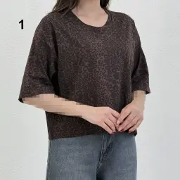 تیشرت کراپ زنانه طرح  پلنگی