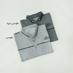 تیشرت مردانه دو دکمه ملانژ