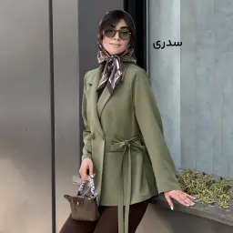 کت زنانه کرپ یقه انگلیسی بند دار | آی بولک