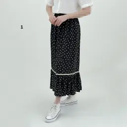 دامن زنانه سفید مشکی طرحدار | آی بولک