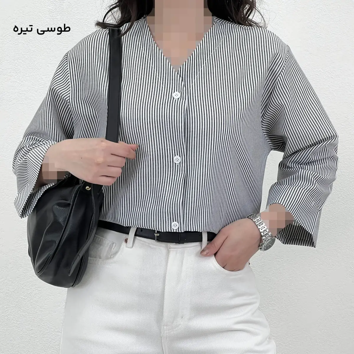 شومیز زنانه راه راه آستین دوبل | آی بولک