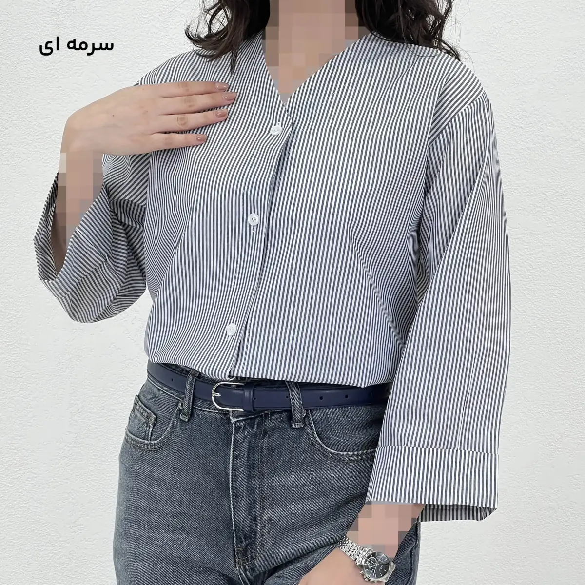 شومیز زنانه راه راه آستین دوبل | آی بولک
