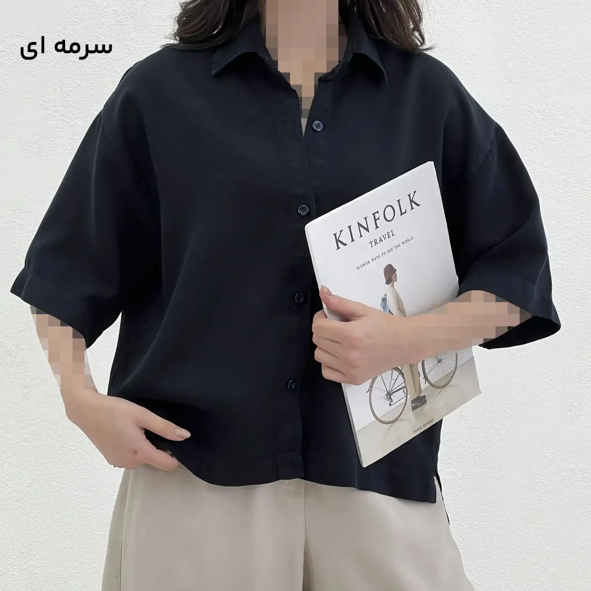 شومیز زنانه کتان  آستین سه ربع | آی بولک