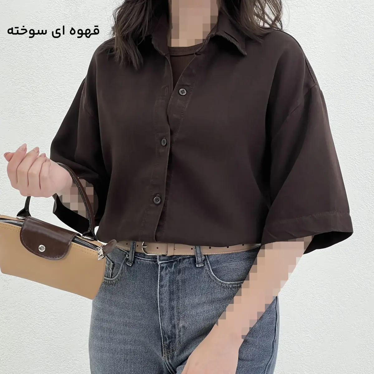 شومیز زنانه کتان  آستین سه ربع | آی بولک
