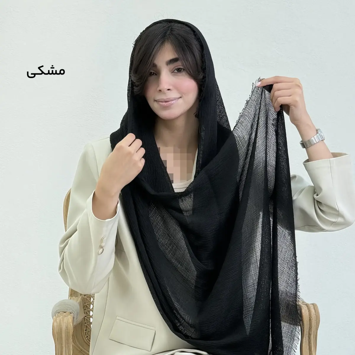 شال زنانه لینن حصیری دور ریش | آی بولک