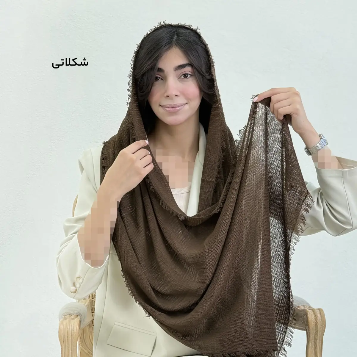 شال زنانه لینن حصیری دور ریش | آی بولک
