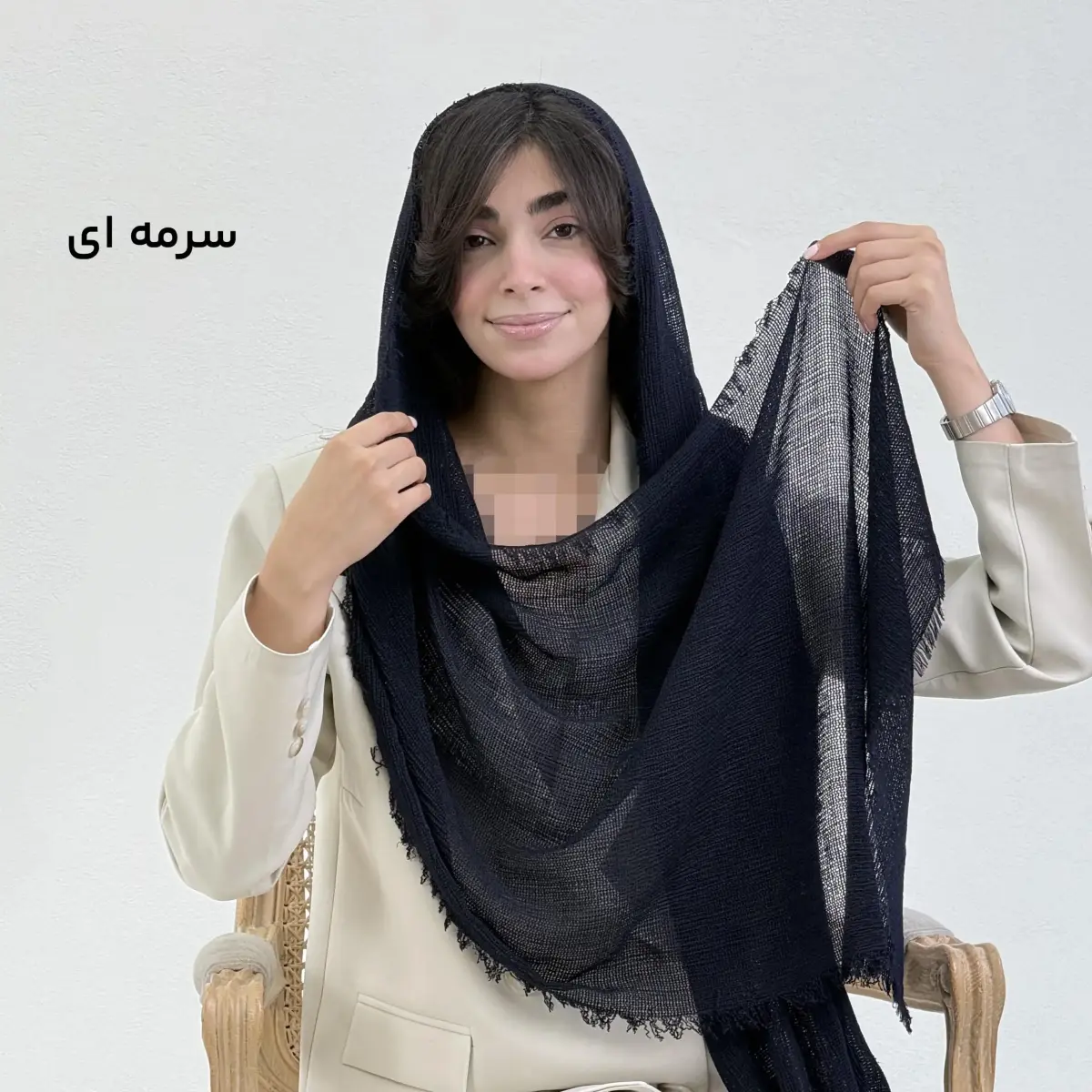 شال زنانه لینن حصیری دور ریش | آی بولک