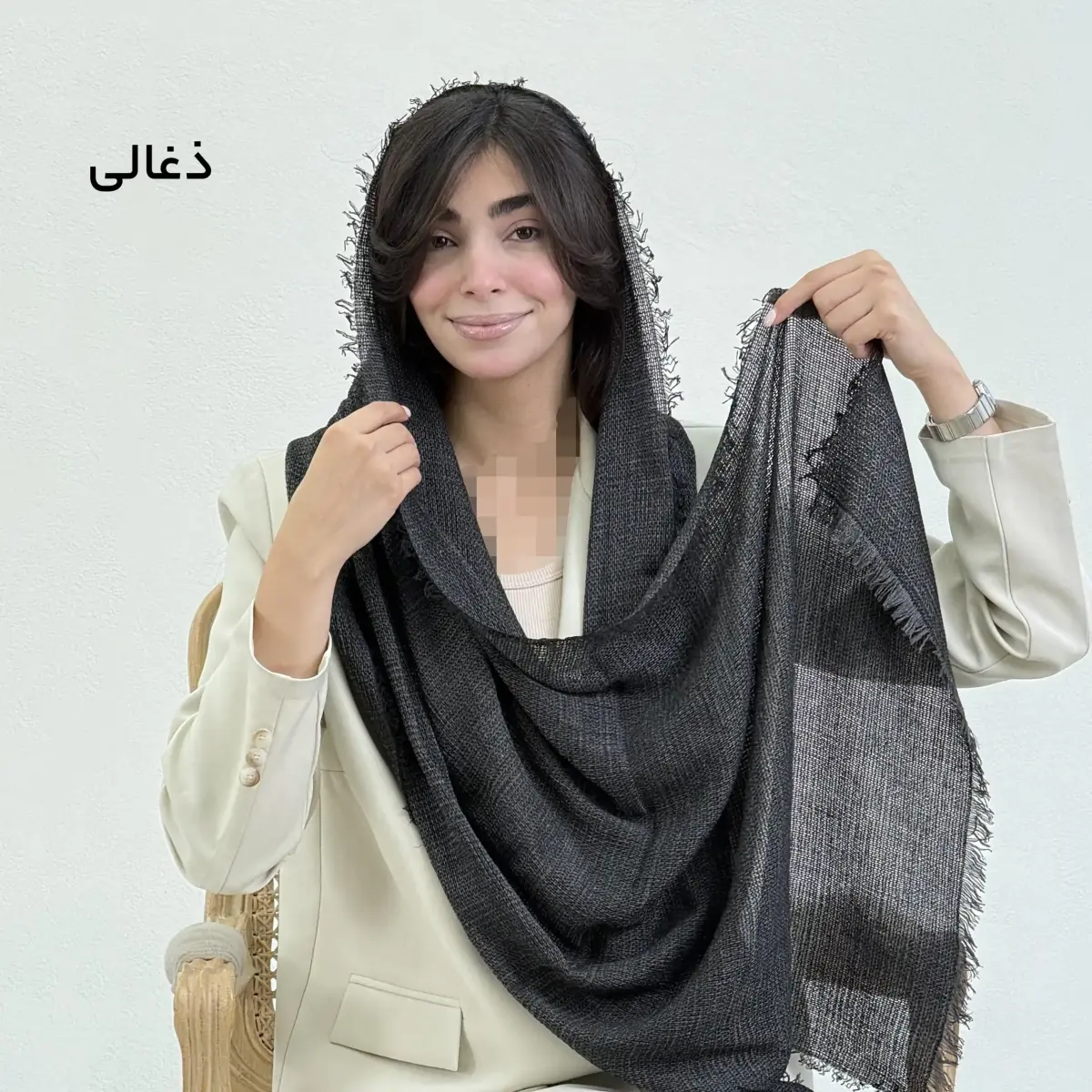 شال زنانه لینن حصیری دور ریش | آی بولک