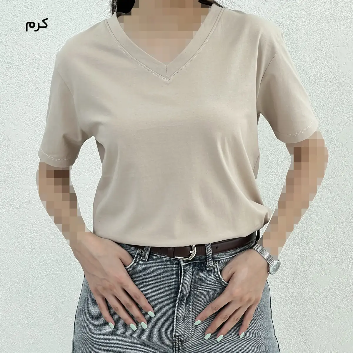 تیشرت زنانه نخ و پنبه یقه هفت | آی بولک