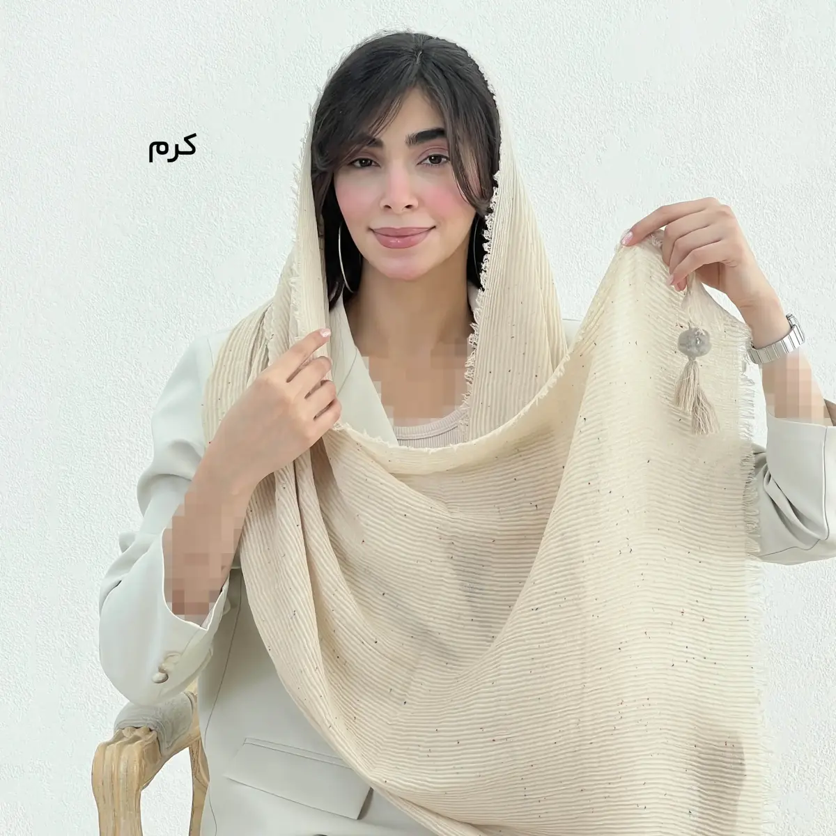 شال زنانه پلیسه دانه رنگی | آی بولک
