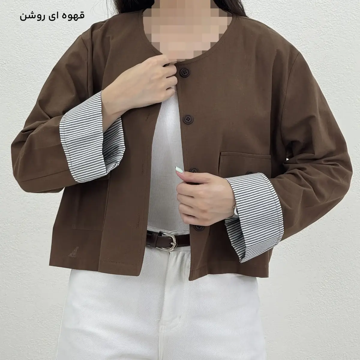 کت کراپ زنانه لینن آستین دوبل | آی بولک
