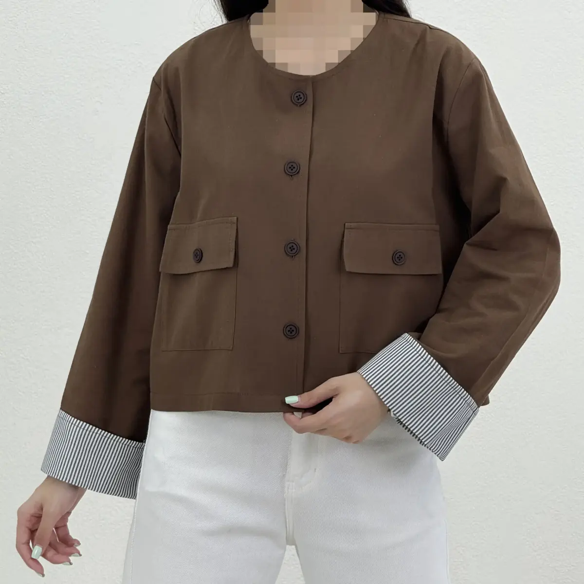 کت کراپ زنانه لینن آستین دوبل | آی بولک