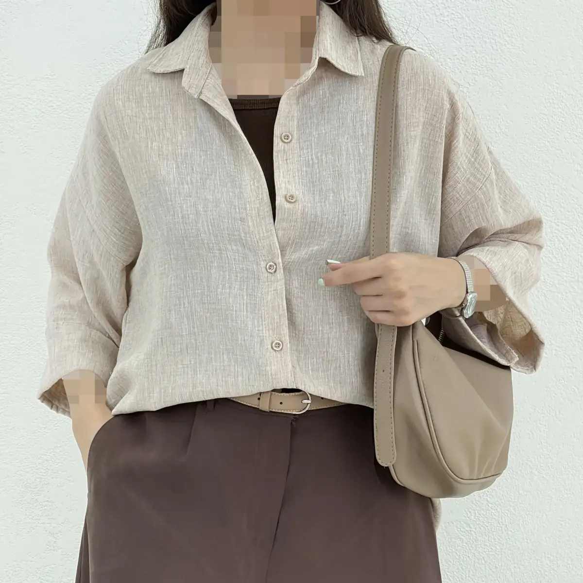 شومیز زنانه لینن زارا  آستین دوبل | آی بولک