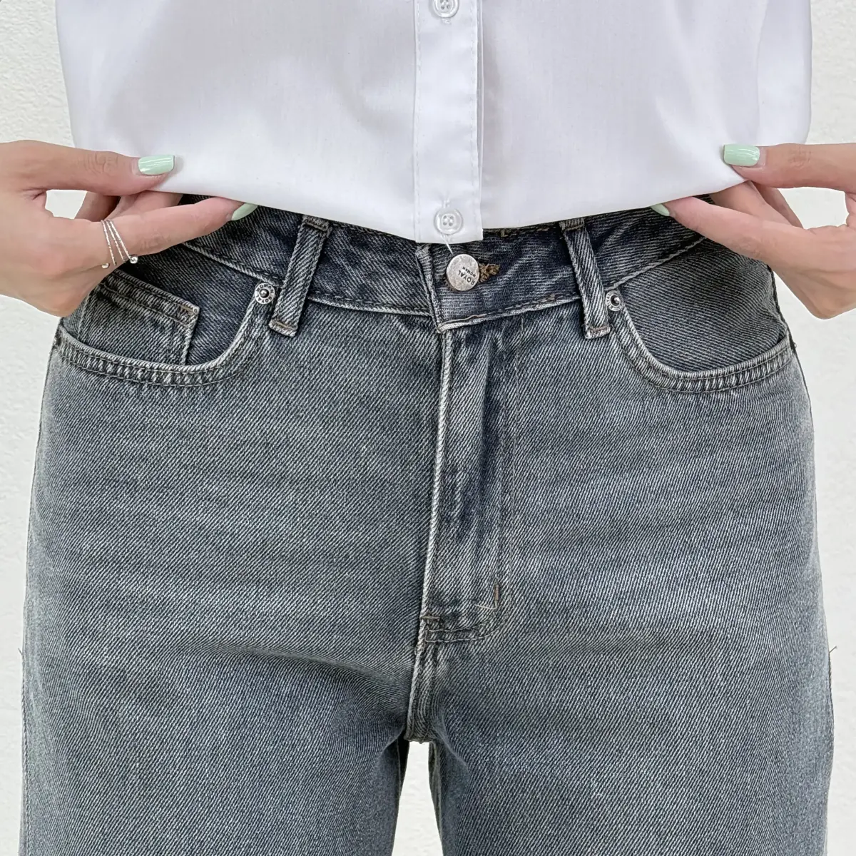 شلوار جین زنانه چیل کات طوسی آبی | آی بولک