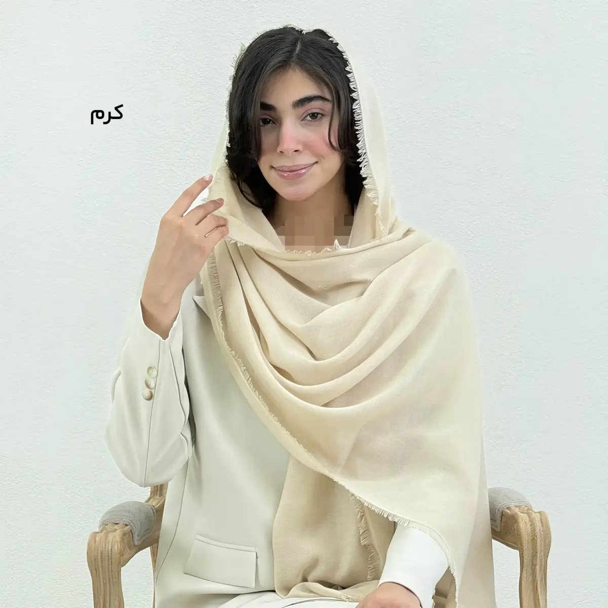 شال زنانه ساده دور ریش نخی | آی بولک