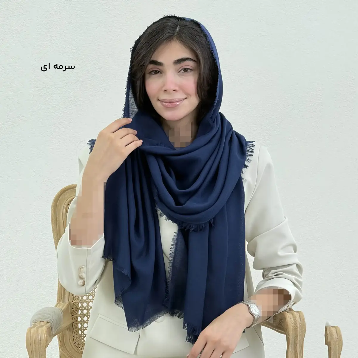 شال زنانه ساده دور ریش نخی | آی بولک