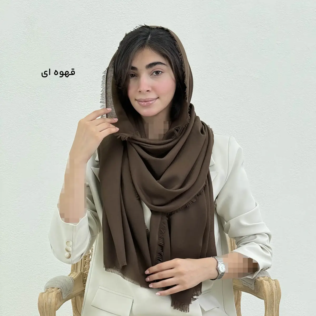 شال زنانه ساده دور ریش نخی | آی بولک