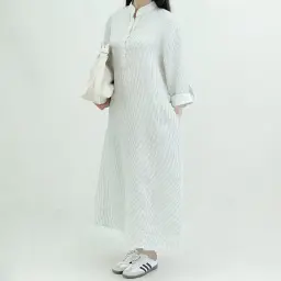 پیراهن زنانه لینن راه راه دبل فیس | آی بولک