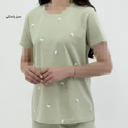 تیشرت زنانه نخ و پنبه طرح گل | آی بولک