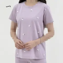 تیشرت زنانه نخ و پنبه طرح گل | آی بولک