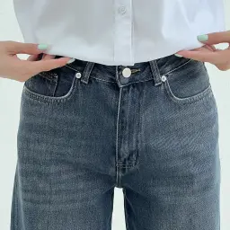 شلوار جین بگی طوسی آبی | آی بولک