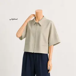 کت زنانه زیپی یقه شکاری | آی بولک