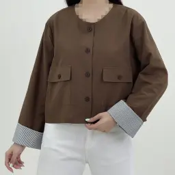کت کراپ زنانه لینن آستین دوبل | آی بولک