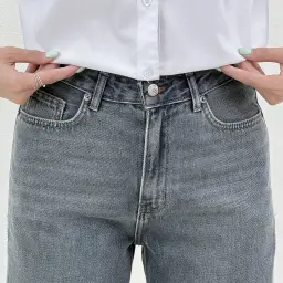 شلوار جین زنانه چیل کات طوسی آبی | آی بولک
