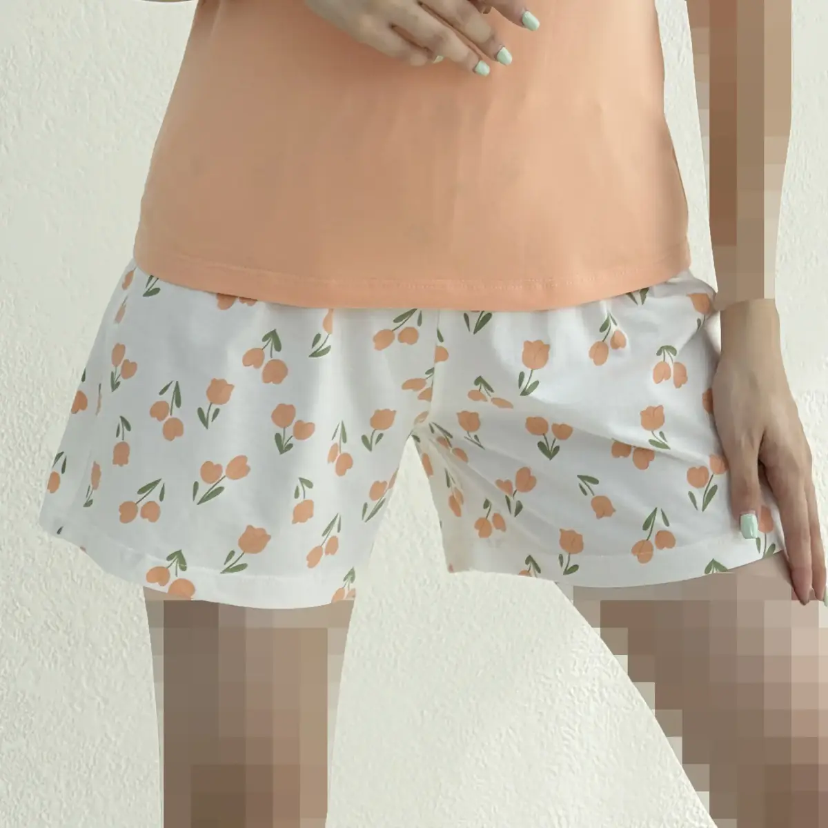 شورتک زنانه کمرکش طرح گل | آی بولک