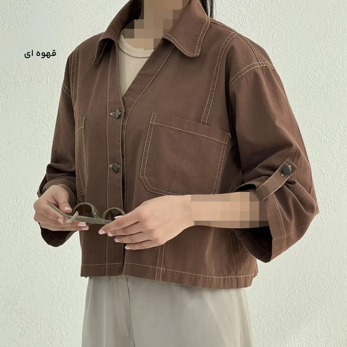 کراپ کت زنانه لینن آستین پاگون دار | آی بولک