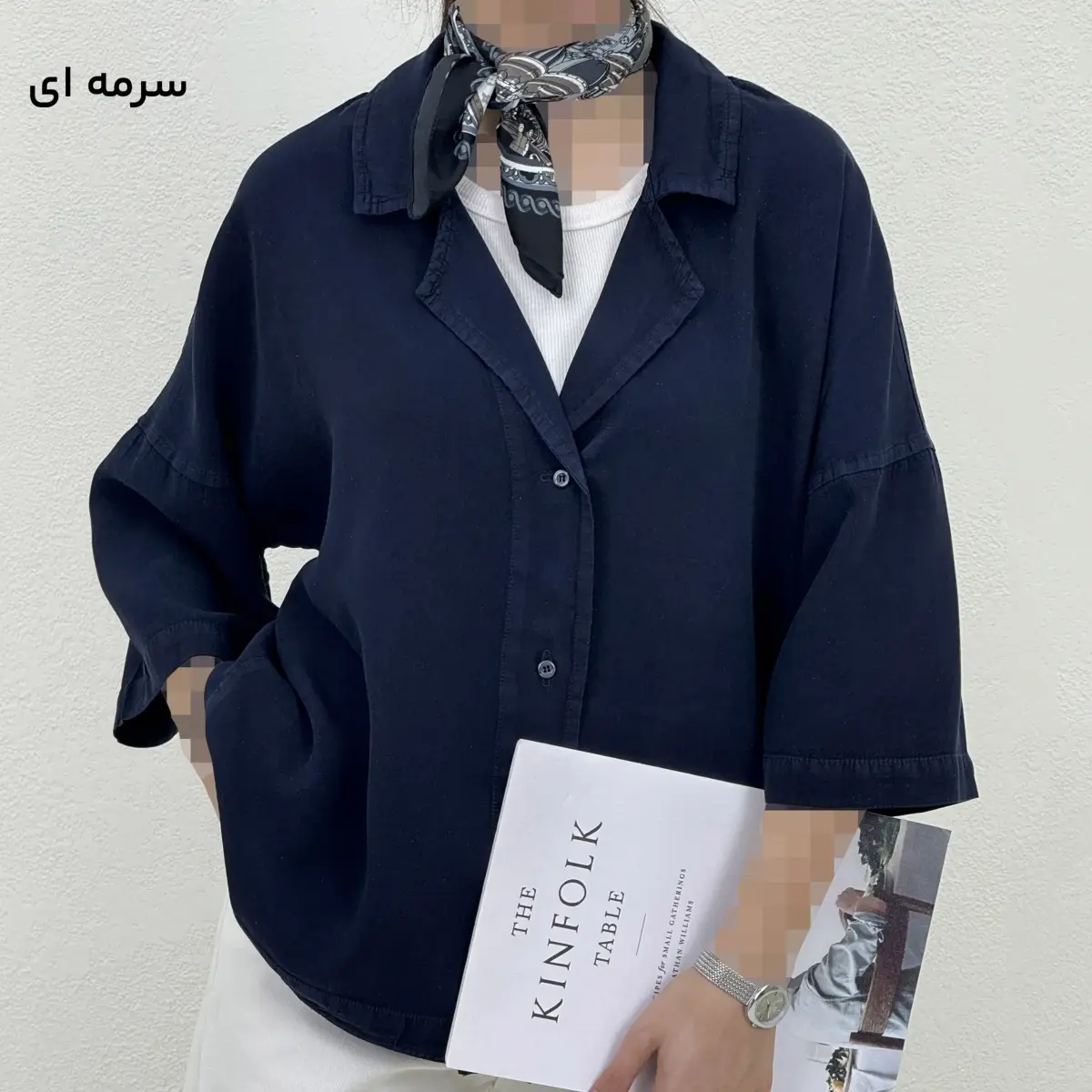 شومیز زنانه سیلک یقه انگلیسی| آی بولک