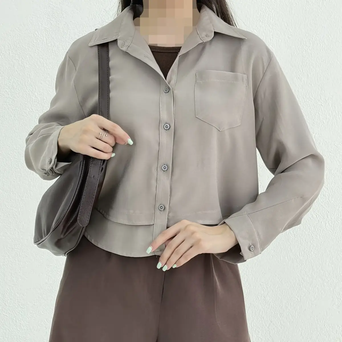 شومیز زنانه سیلک کوپرا پایین دوبل | آی بولک