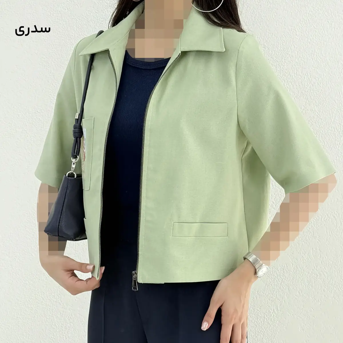 کت زنانه لینن جلو زیپ فانتزی | آی بولک