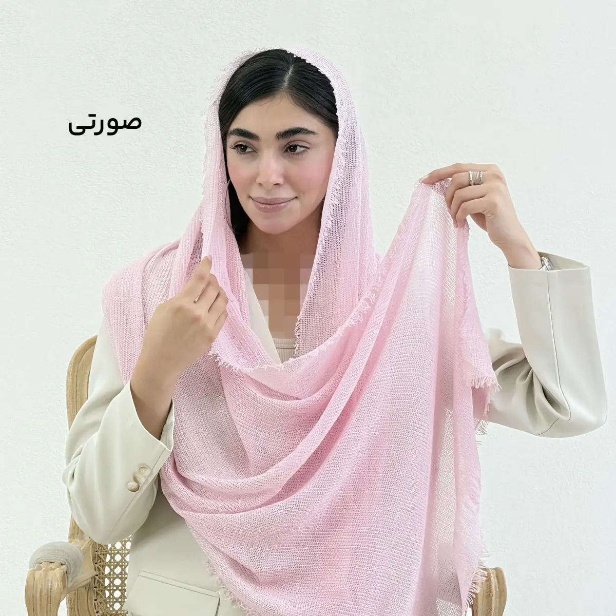 شال زنانه لینن حصیری دور ریش | آی بولک