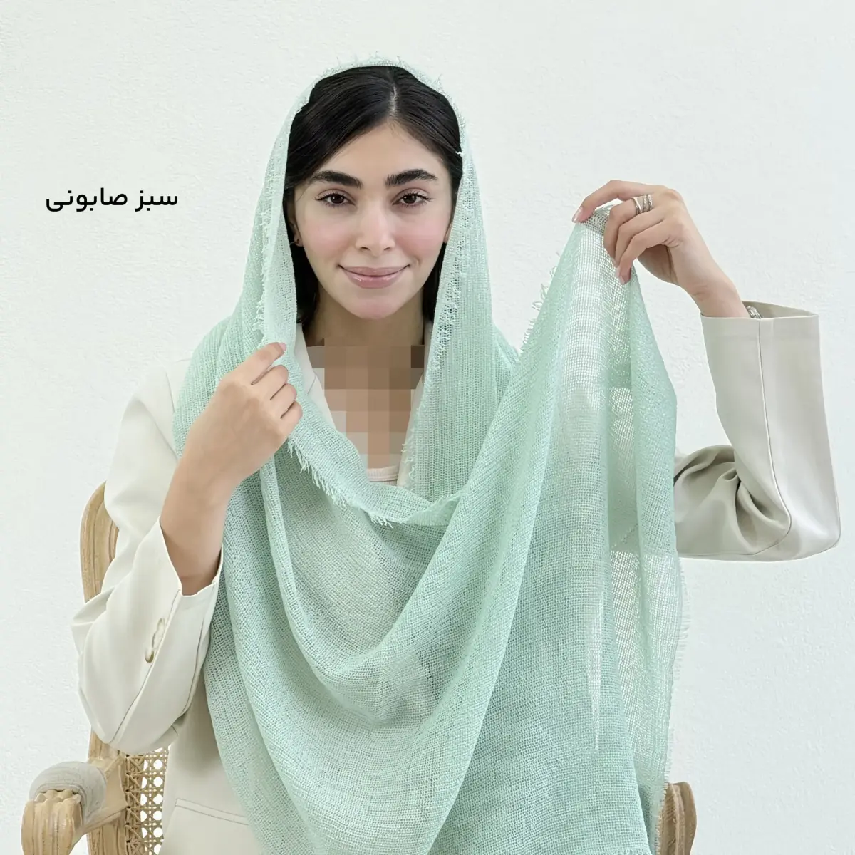 شال زنانه لینن حصیری دور ریش | آی بولک