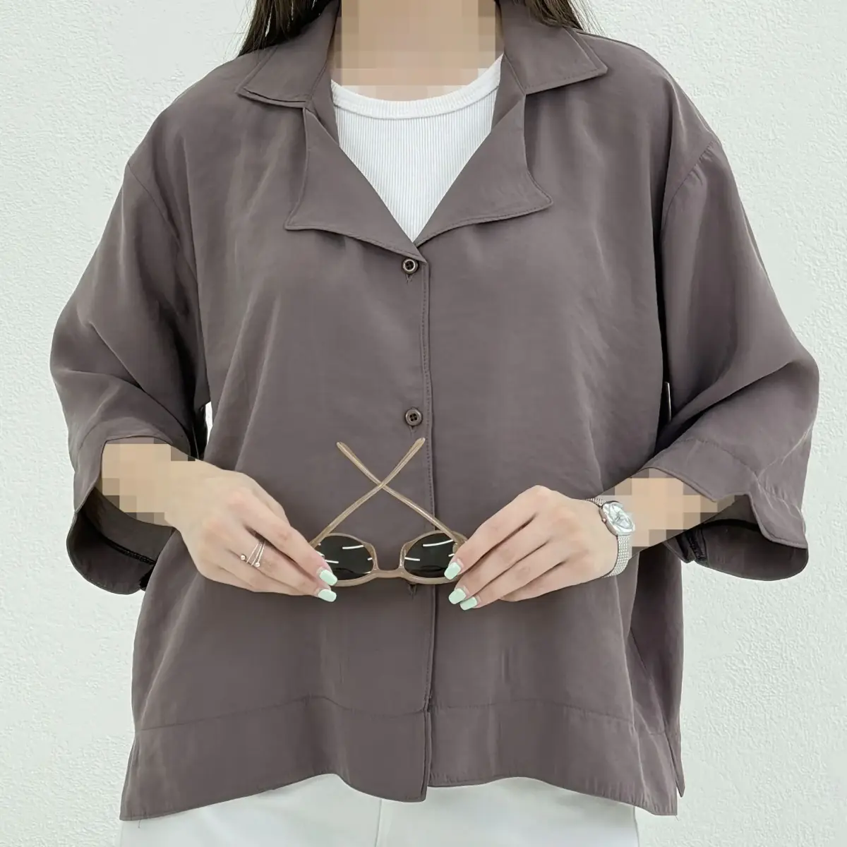 شومیز زنانه سیلک مودال یقه انگلیسی  | آی بولک