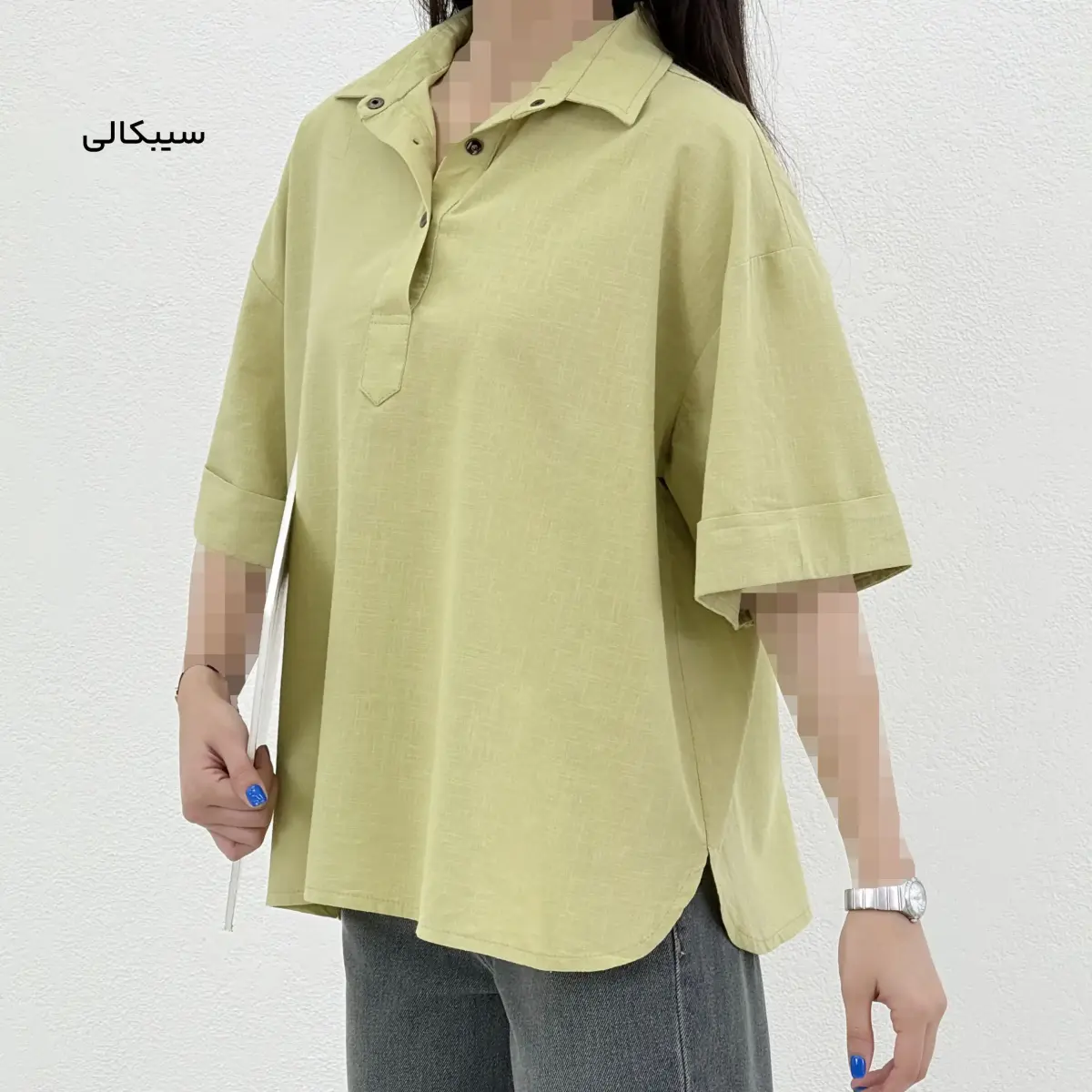 شومیز زنانه جلو بسته لینن اسلپ | آی بولک