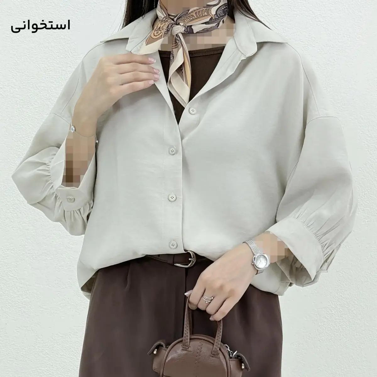 شومیز زنانه سیلک آستین چیندار | آی بولک