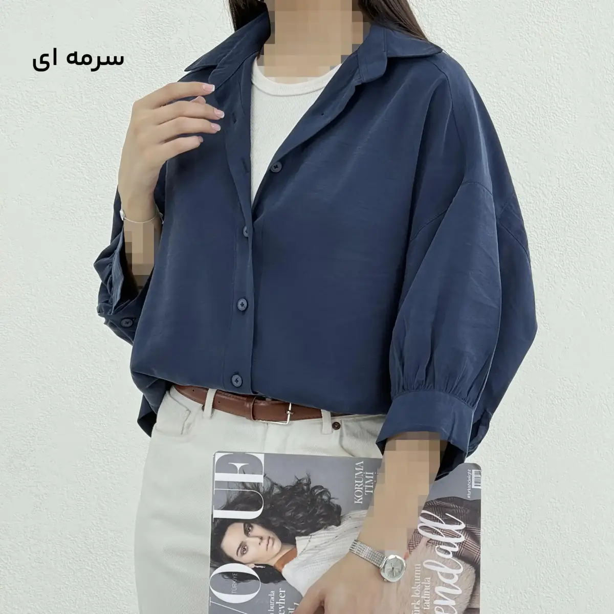 شومیز زنانه سیلک آستین چیندار | آی بولک