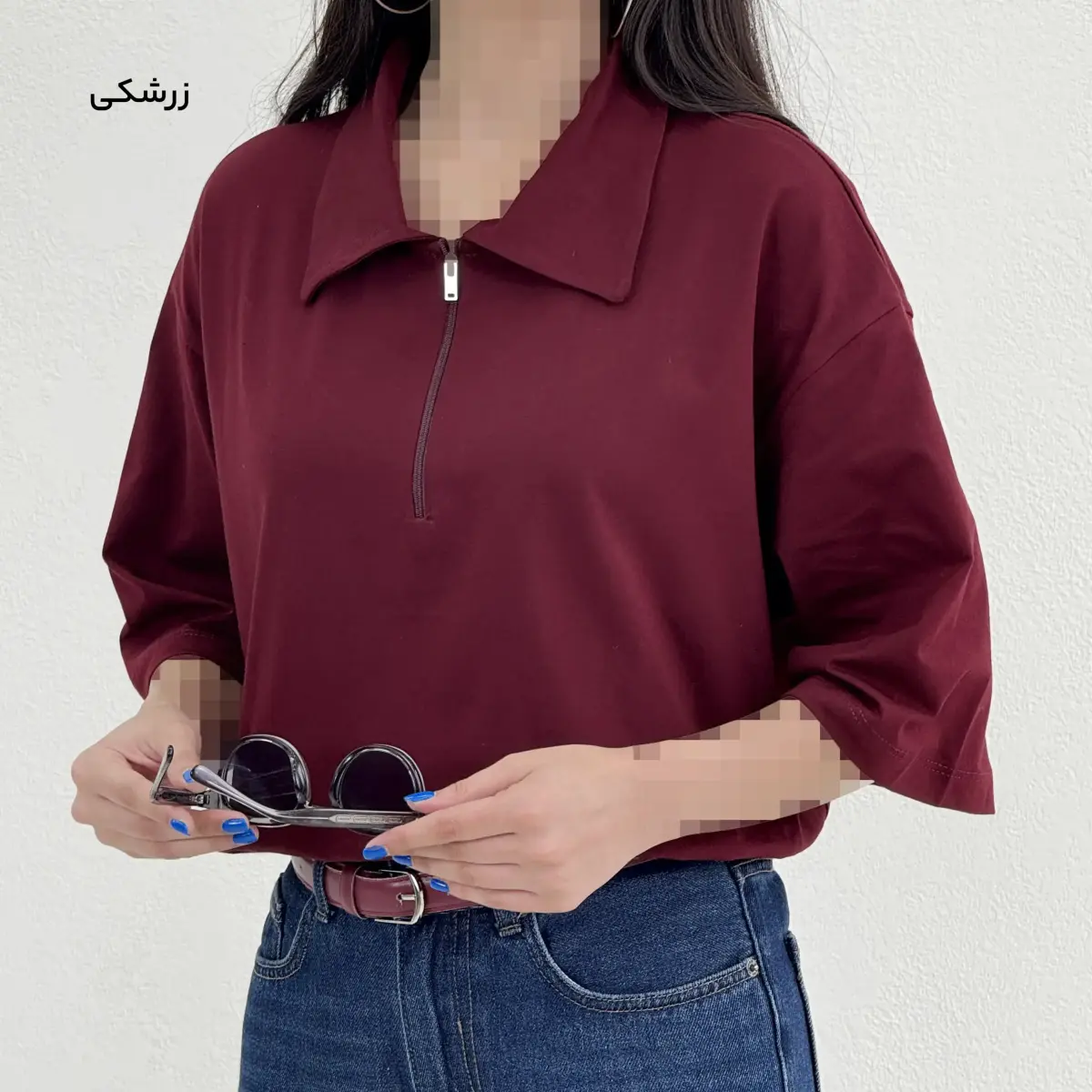 پولوشرت زنانه باکسی زیپ دار | آی بولک