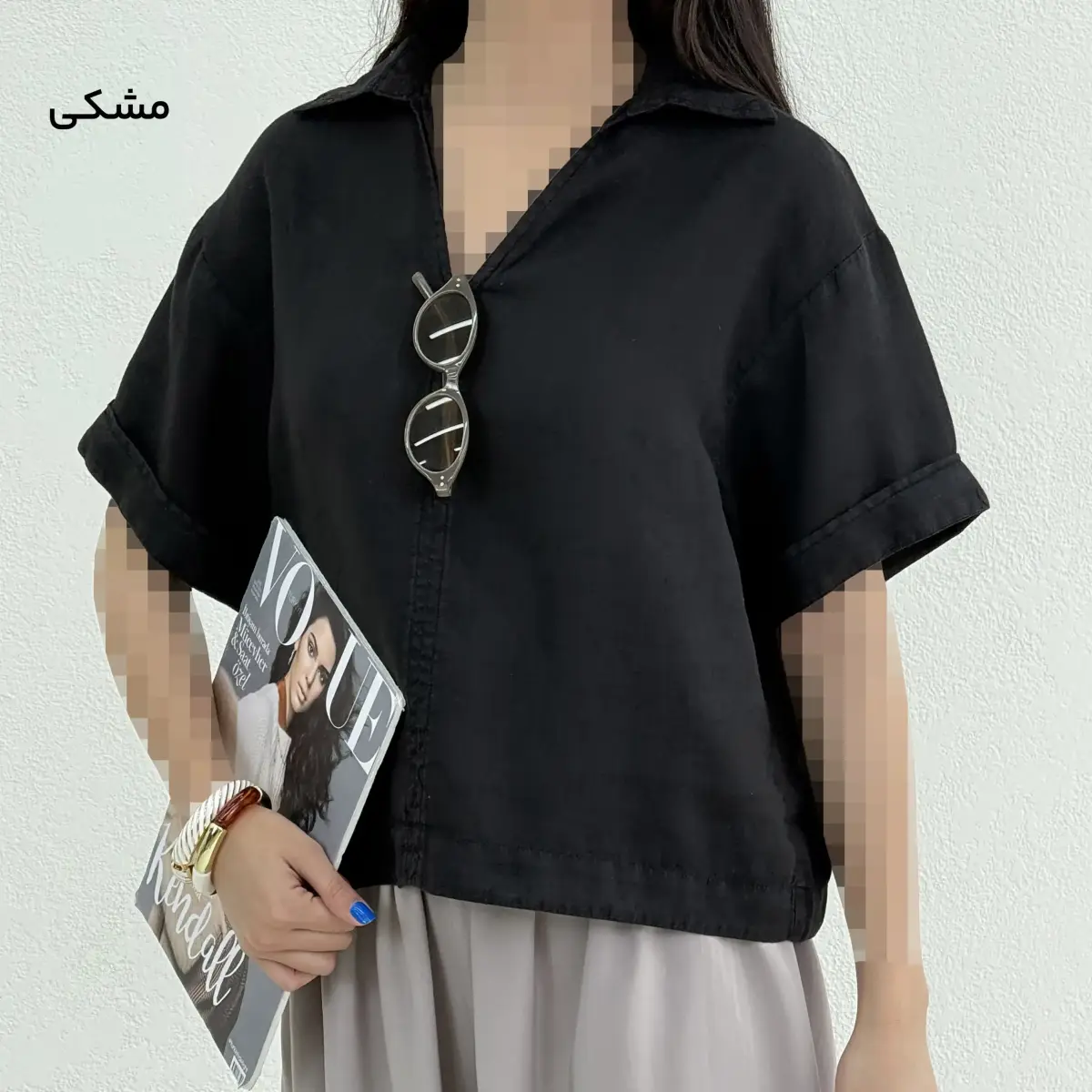 بلوز زنانه جلو بسته لینن | آی بولک