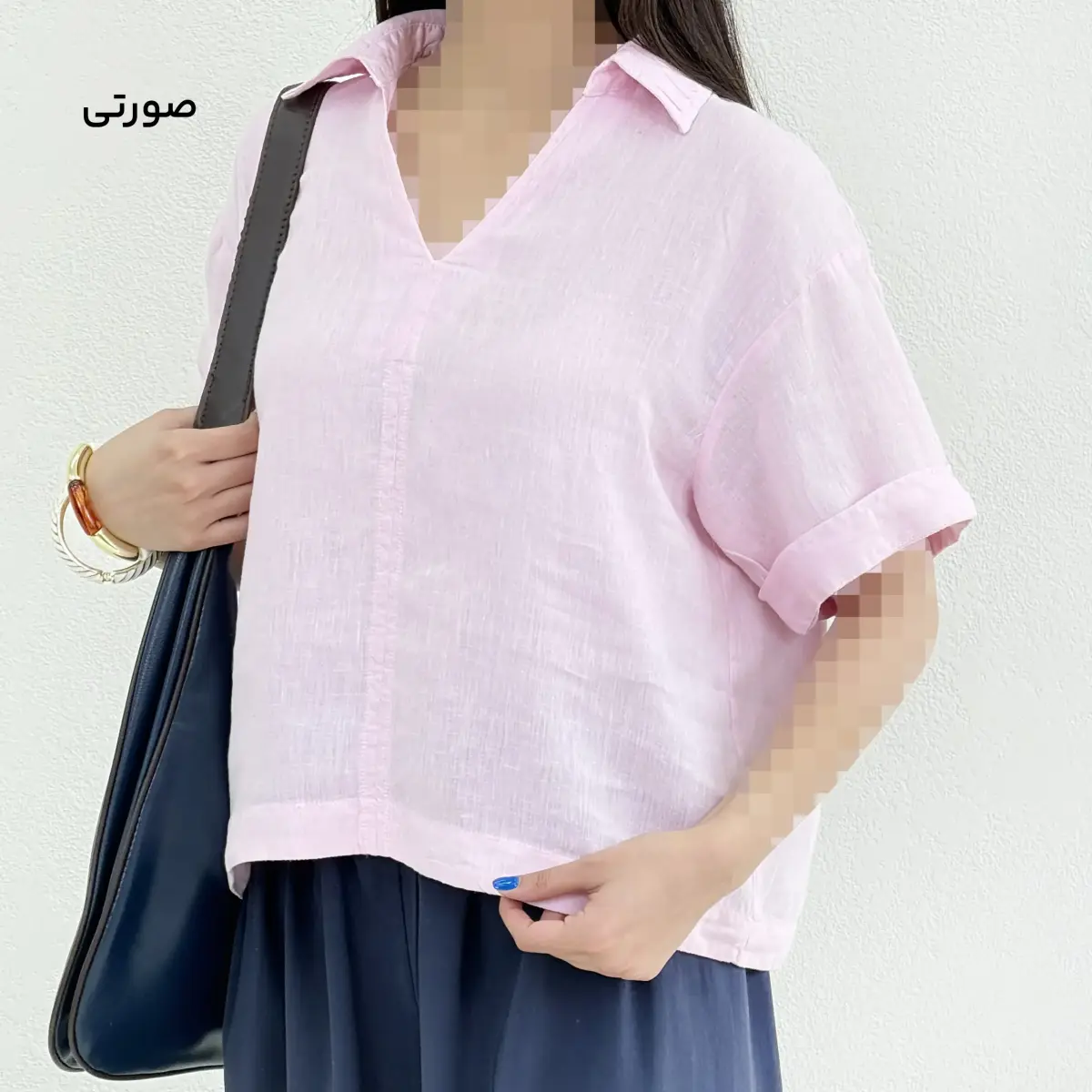 بلوز زنانه جلو بسته لینن | آی بولک